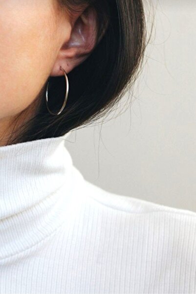 Mu Minamu Düz Çok İnce Halka Küpe İncecik Halka Küpe