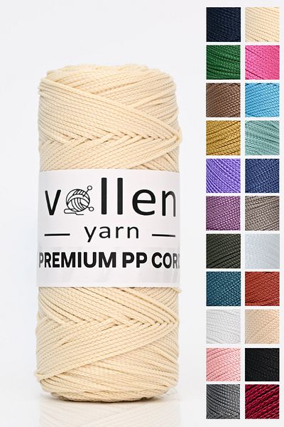 vollen yarn 150m Πολυεστερικό νήμα μακραμέ, νήμα Supla, νήμα τσάντας, νήμα βραχιολάκι, μακραμέ, εκρού, 1,5mm-100gr