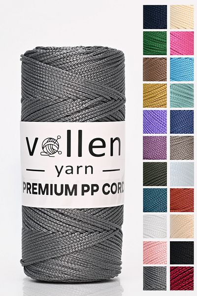 vollen yarn 1,5mm-150mt Πολυεστερικό νήμα μακραμέ, νήμα Supla, νήμα τσάντας, νήμα βραχιολιού, μακραμέ, γκρι