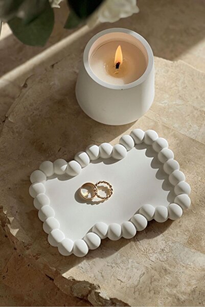 Mandalin Art Studio Decorative Concrete Tray with Bubble Edge, Jewelry Plate