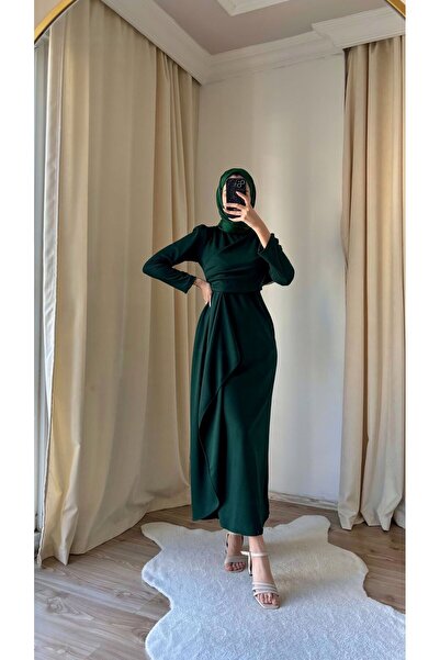 ZÜBİŞ BUTİK Nalan eteği fırfırlı tesettür elbise