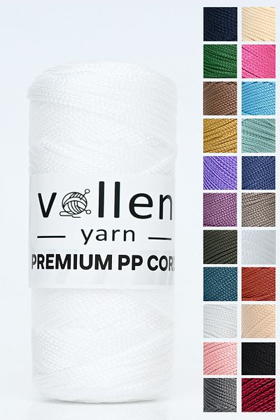 vollen yarn 1,5mm-150mt Πολυεστερικό σχοινί μακραμέ, σχοινί φόρτωσης, σχοινί τσάντας, σχοινί βραχιόλι, μακραμέ, λευκό