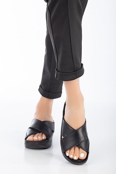 The Dortex Shoes Drttery02 Papuci ortopedici moale, complet, din piele naturală, cu toc înalt, cu margini cusute