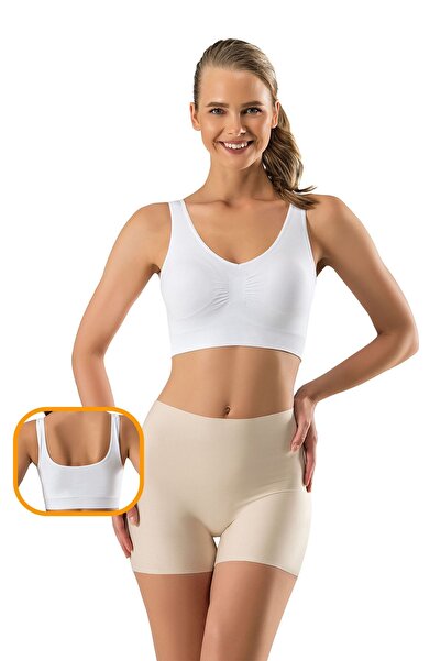 MODANTY Жіночий бюстгальтер з білим покриттям, товсті бретелі, безшовний, без швів, що підтягує