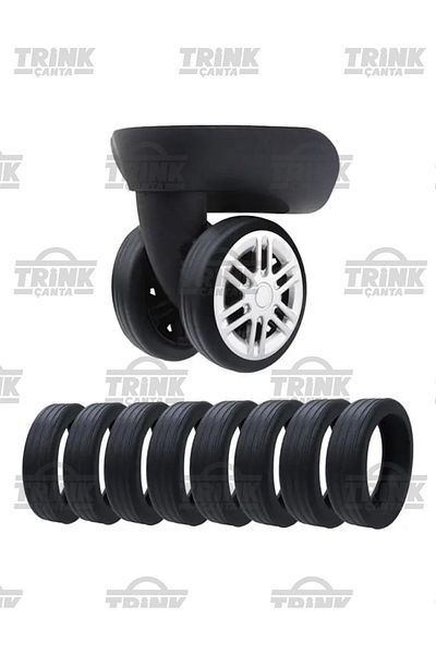 Trink Çanta 8 Pieces Black Silicone Suitcase Luggage Wheel Protector