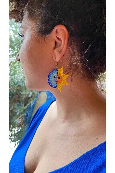 elamindunyasi أقراط محبوكة من خرز الشمس والقمر