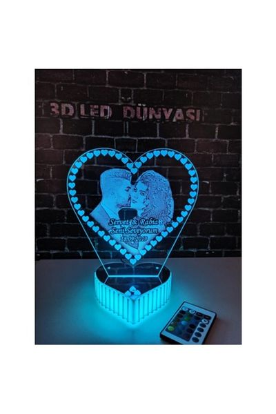 3D Hediye Dünyası 16 Color Remote Controlled Birthday Gift for My Lover - Table Lamp