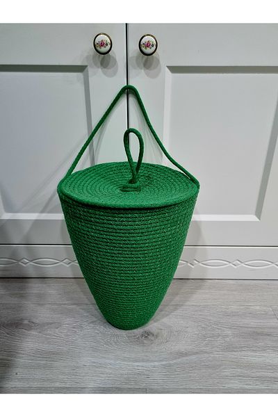 ÖRGÜM Green Organizer Basket with Closed Bag Holder - 30x20 Cm