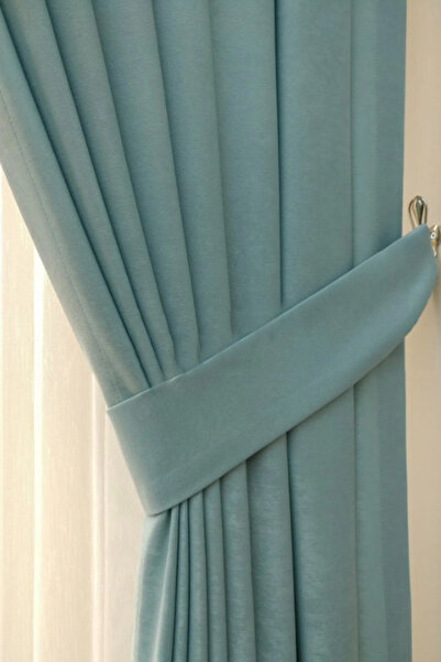 Özgün Home Soft Kumaş Fon Perde Sık Pileli Mint Perde