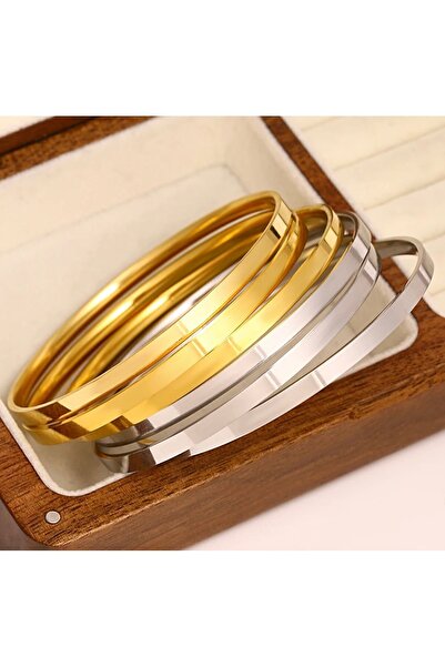 İNN JEWELLERY Çelik Kararmaz Ajda Bilezik 6.4mm Ve 6.0 Mevcuttur Ölçü Belirtiniz