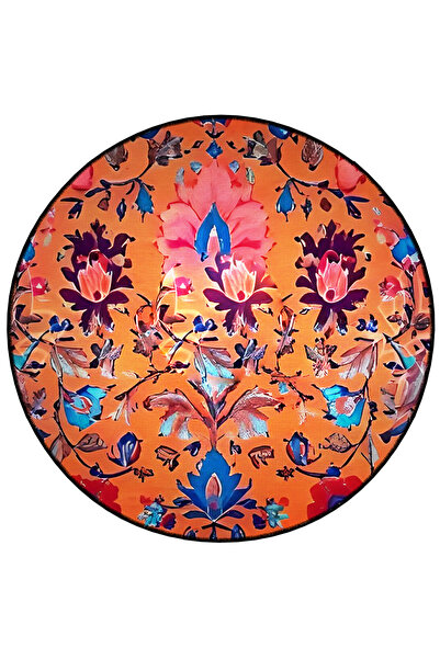 Rugs Modern Halı Mira Round Orange Multicolor Patterned Floral Detailed Woven...