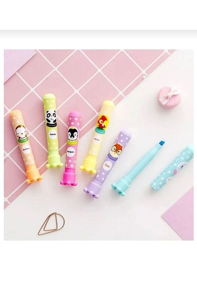 Polin Cute Animals Mini Highlighter Set with 6 Colors