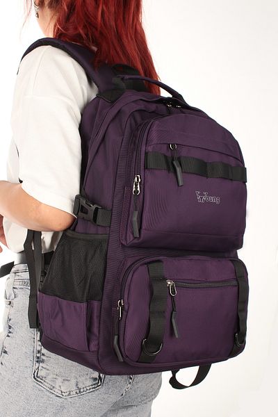 YOUNG 51542 Model School Bag - Backpack, Water Resistant, Purple with Laptop Compartment