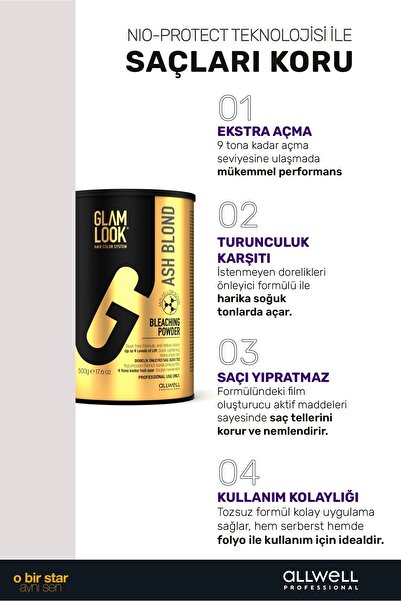 glam look Glamlook Ash Blond 500 gr \ Gri Toz Saç Açıcı