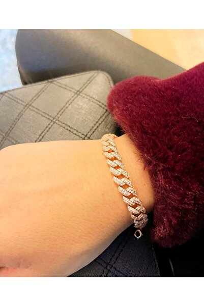 Oriental Kuyumculuk Jewellery Rose Gümüş Taşlı Gurmet Zincir Su Yolu Bileklik