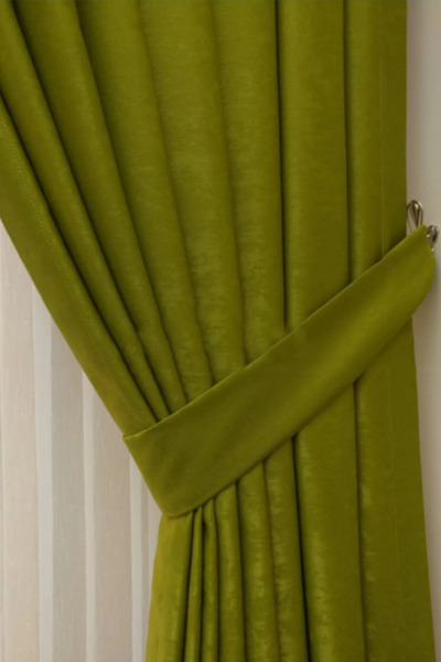 Özgün Home Soft Kumaş Fon Perde Sık Pileli Yeşil Perde