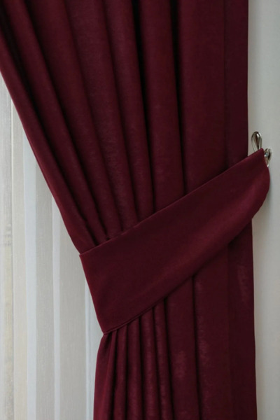 Özgün Home Soft Kumaş Fon Perde Sık Pileli Bordo Perde