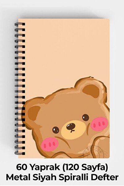 Anime Marketi Tatlı Pofuduk Ayı Temalı A5 Spiralli Sert Kapak Defter 120 Yaprak