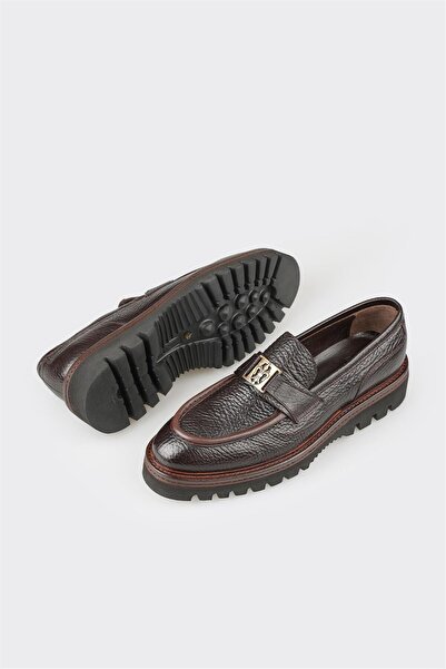 Elle Shoes Kahve Deri Erkek Klasik Loafer