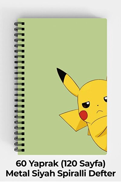 Anime Marketi Pokemon Pikachu Tasarımlı A5 Spiralli Sert Kapak Defter 120 Sayfa