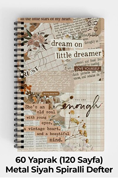 Anime Marketi Estetik Tasarımlı A5 Spiralli Sert Kapak Defter 120 Sayfa