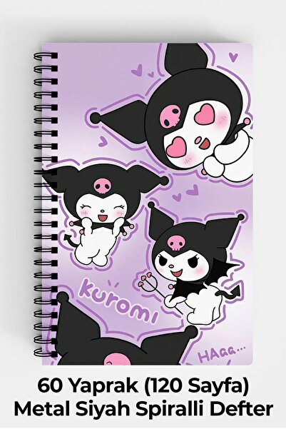 Anime Marketi Kuromi Tasarımlı A5 Spiralli Sert Kapak Defter 120 Yaprak