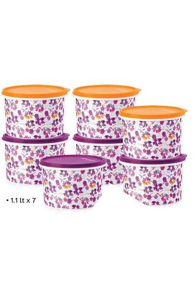 Tupperware Colorful Refrigerator Carrying and Storage Container 1.1 Lt Set of 7 Esc