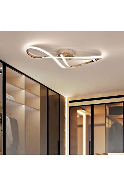 burenze Modern Forever Led Avize Plafonyer Tavan Salon Mutfak Oturma Odası Hol Antre Avize Eskitme Mat Gold