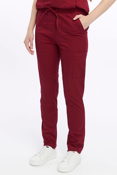 Uniprom Claret Red Lycra Women's Nurse and Doctor's Jersey - Medical Suit Hospital Uniform