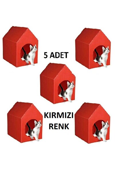 ALERUM 5 ADET Kırmızı Kedi Köpek Evi Kulübesi Yuvası Plastik Demonte Taşınabilir