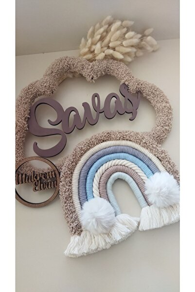 Makrome Gökkuşağı Kapı Süsü Isme Özel Bebek Hediyelik