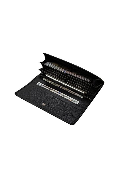 Garbalia Kadın  Siyah  Angel Hakiki Deri Cep Telefonu Bölmeli Cüzdanı