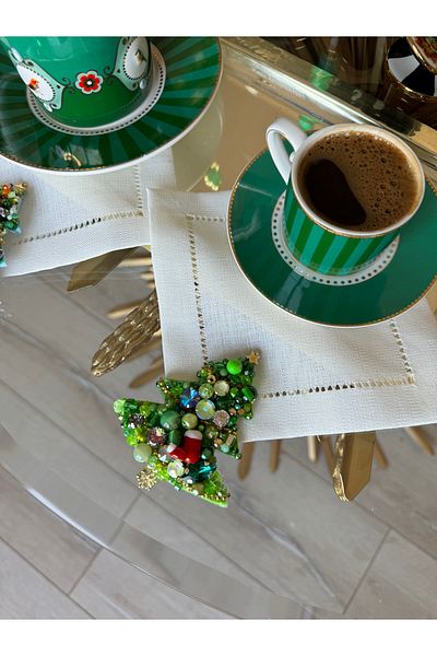 Hatice sakallı design قطعة واحدة من منديل تقديم الكوكتيل بجانب القهوة تحت عنوان العام الجديد