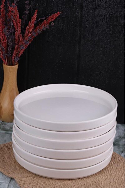 Atbyhome Set of 6 Handmade 20 cm White Pearl Cake Plates - Dessert Plate Set