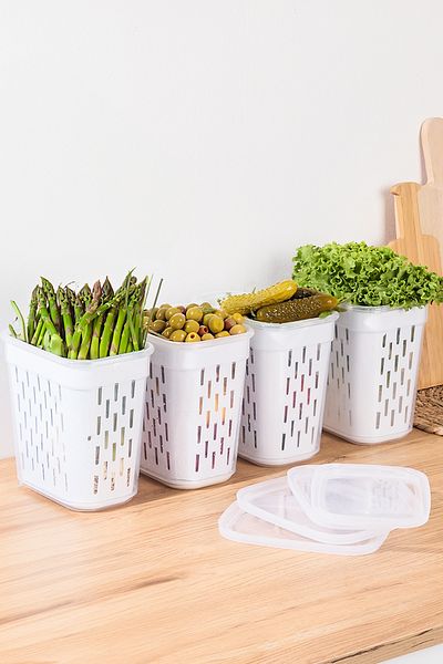 Porsima 1045 4-piece Olive Tray Pickle Holder - Multi-purpose Rectangular Storage Set - 2 L