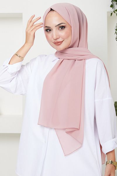 ModaMerve Nya053-001 Model Chiffon Shawl - Powder Color