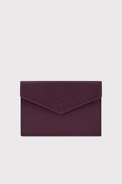 Garbalia Davos Genuine Leather Envelope - Stylish Purple Plum, Thin Design Women's Wallet Card Holder