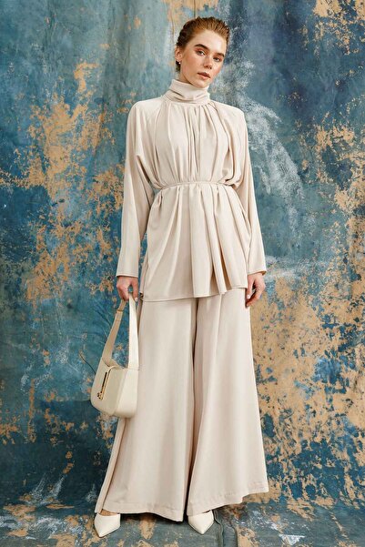 Hooopstore Bluză confortabilă plisată Stone Cast