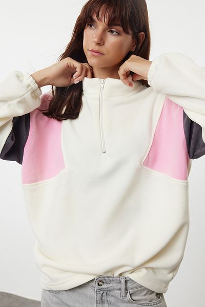 Trendyol Collection Barevná oversize fleecová mikina se zipem - TWOAW25SW00064
