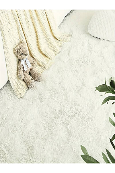 ALgorand Home Krem Daire Model Peluş Halı Robot Süpürgeye Uygun Kalın Yumuşak Oturma Odası Halısı