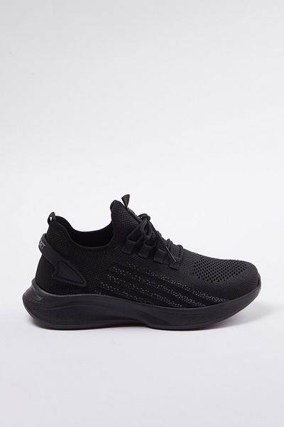 TRENDYOL SHOES Černé pletené pánské šněrovací vycházkové tenisky Takaw25Sn00048
