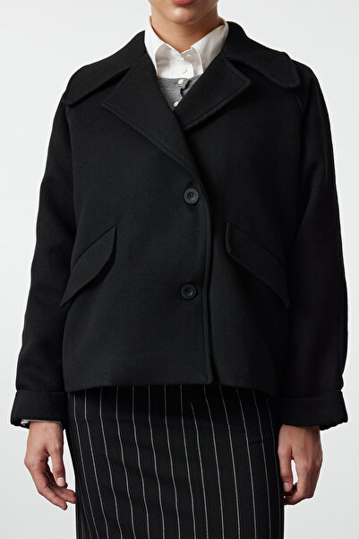 Trendyol Collection Black Regular Short Woolen Coat Twoaw25Kb00073