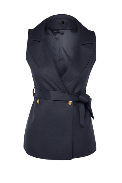 Trendyol Collection Šedá tkaná vesta - pravidelný střih, pásek TWOAW23YE00021