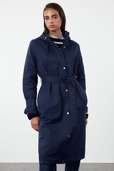 Trendyol Collection Marineblauer, dicker, übergroßer Trenchcoat - Fiber Inside Twoaw25tr00005