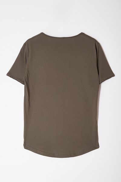Edit by Trendyol Khaki pánské oválné tričko – pravidelný střih Tedaw25Ts00006