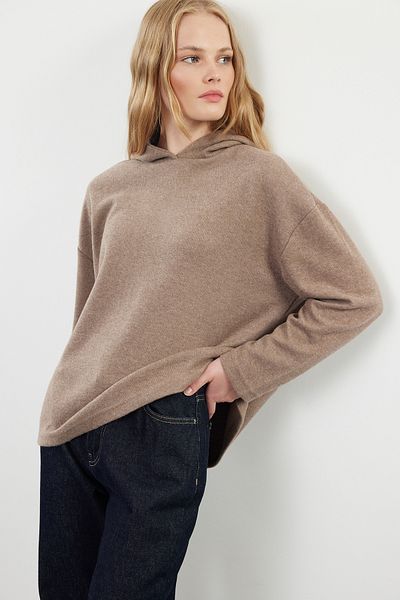Trendyol Collection Φούτερ Mink Thessaloniki Hooded Oversize - TWOAW25SW00065