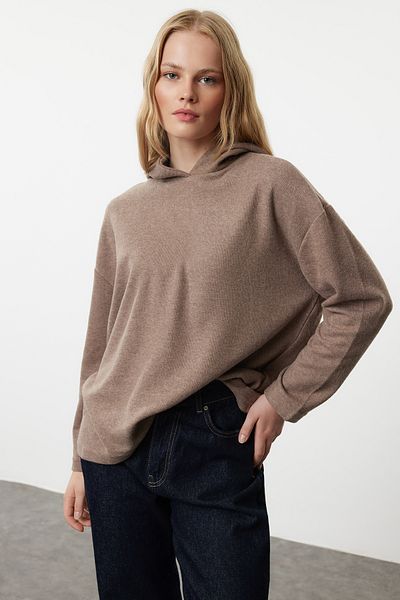 Trendyol Collection Φούτερ Mink Thessaloniki Hooded Oversize - TWOAW25SW00065