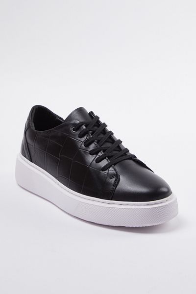 TRENDYOL SHOES Schwarze Herren-Sportschuhe aus echtem Leder mit Krokodildetails TAKAW25SN00010