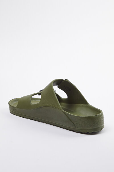 TRENDYOL SHOES Women'sEvaSlippers - Khaki, Double Striped Takaw25te00002