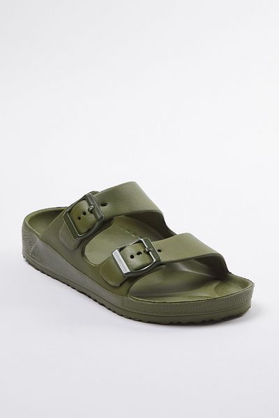 TRENDYOL SHOES Women'sEvaSlippers - Khaki, Double Striped Takaw25te00002